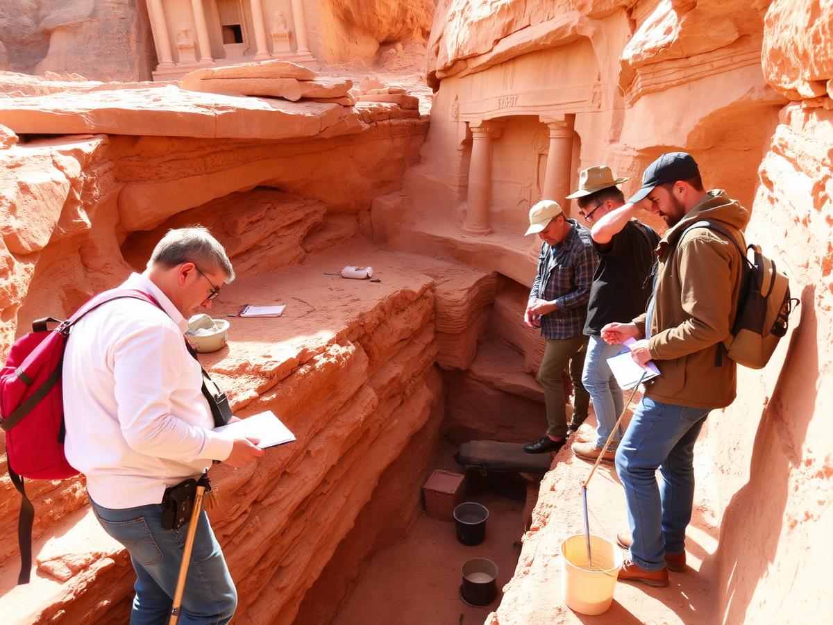 Seasonal excavation work — most of Petra is still under the sand.